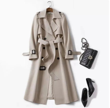 Trench mi-long femme grège
