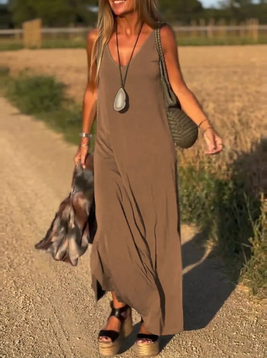 Robe Longue Fluide à Bretelles
