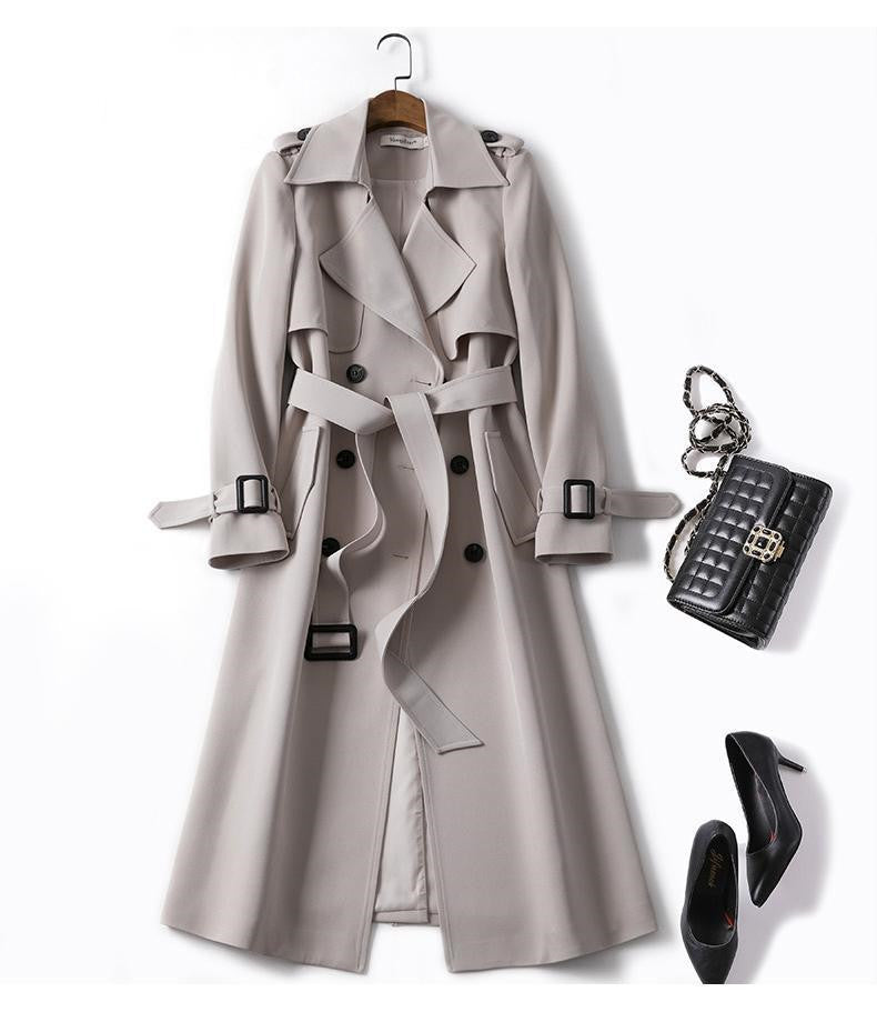 Trench mi-long femme ceinturé beige