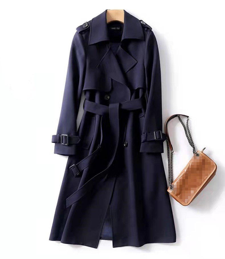 Trench mi-long femme bleu marine