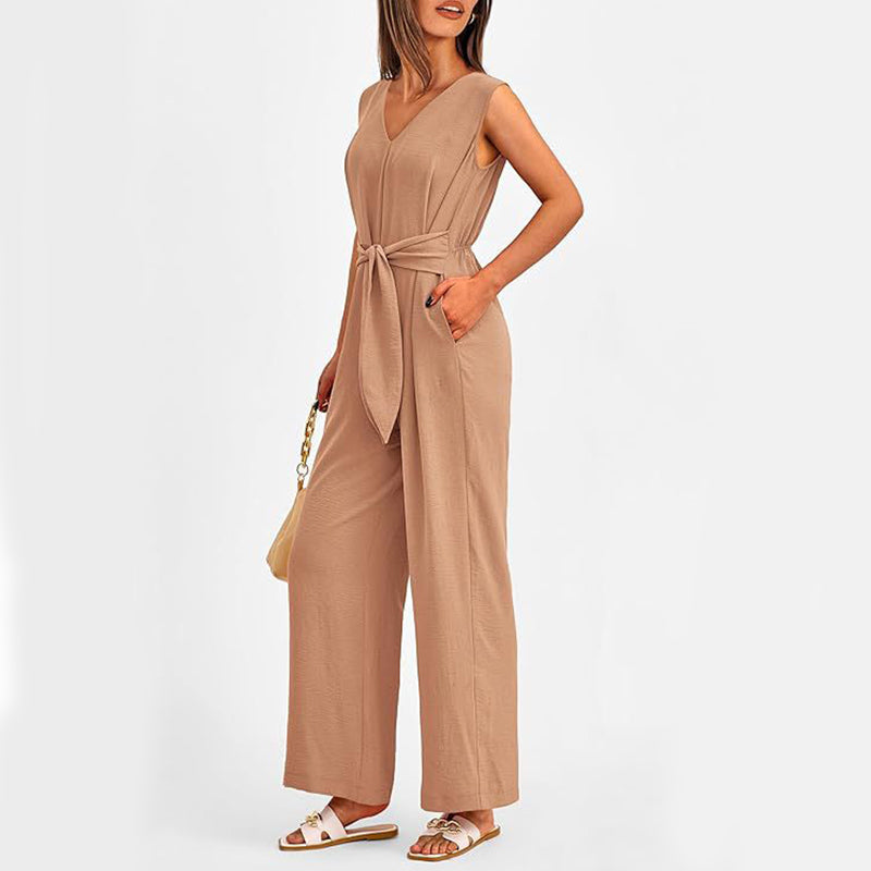 Combinaison femme jambes larges avec détail noué