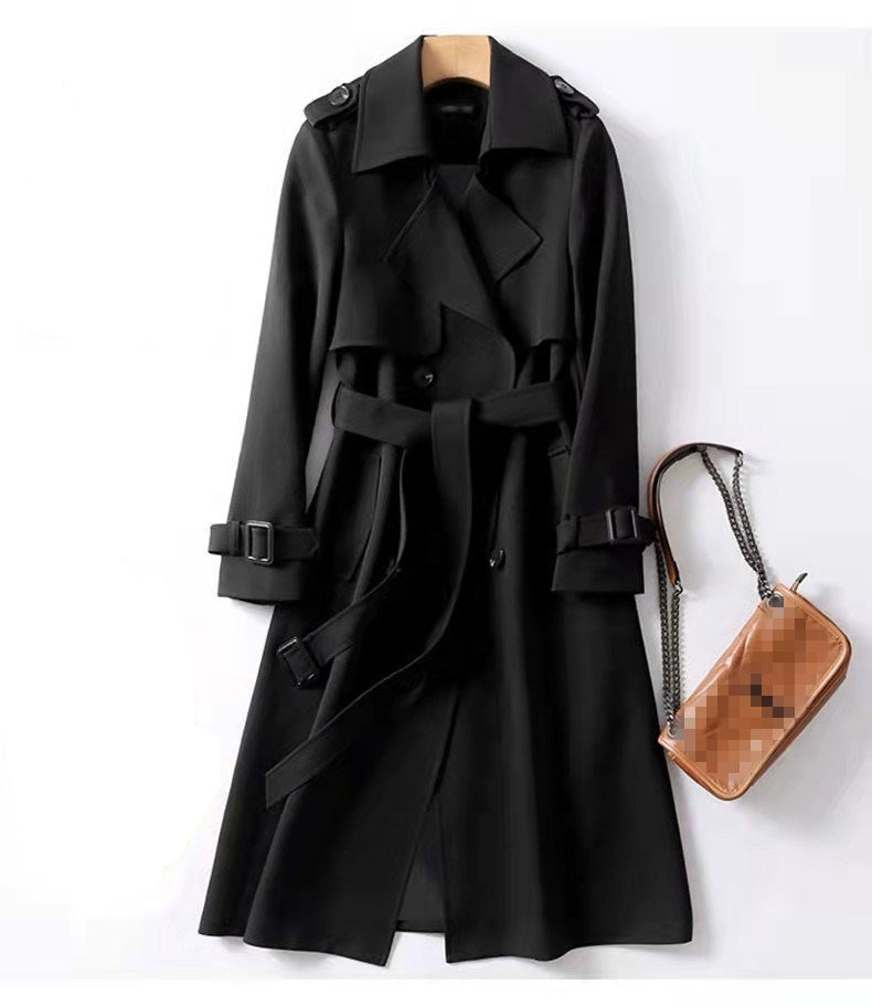 Trench femme double boutonnage noir