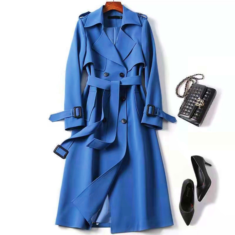 Trench mi-long femme bleu