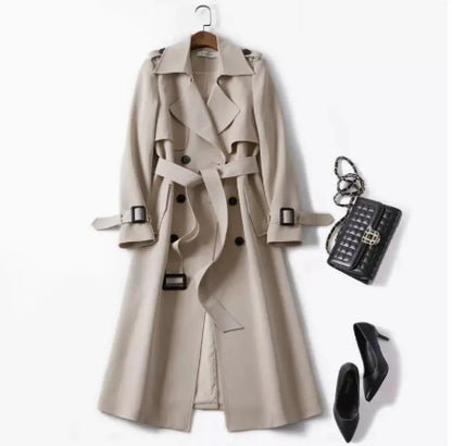 Trench mi-long femme grège