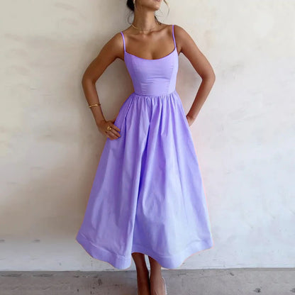 Robe Élégante à Bretelles pour Femme