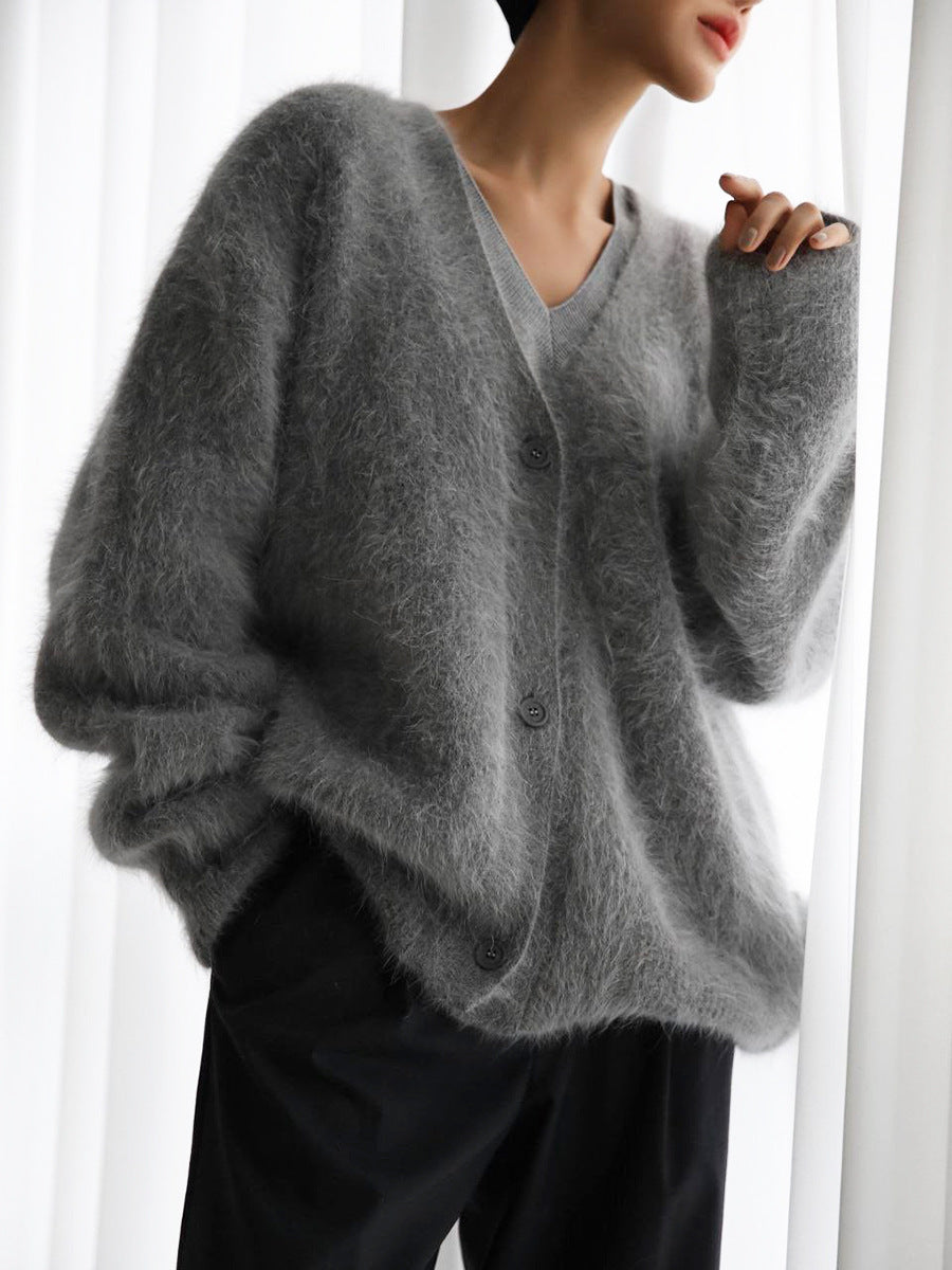 Gilet femme en maille gris foncé