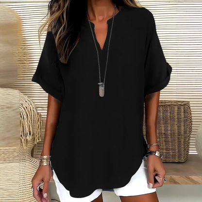 Top Femme Fluide Col V Élégant