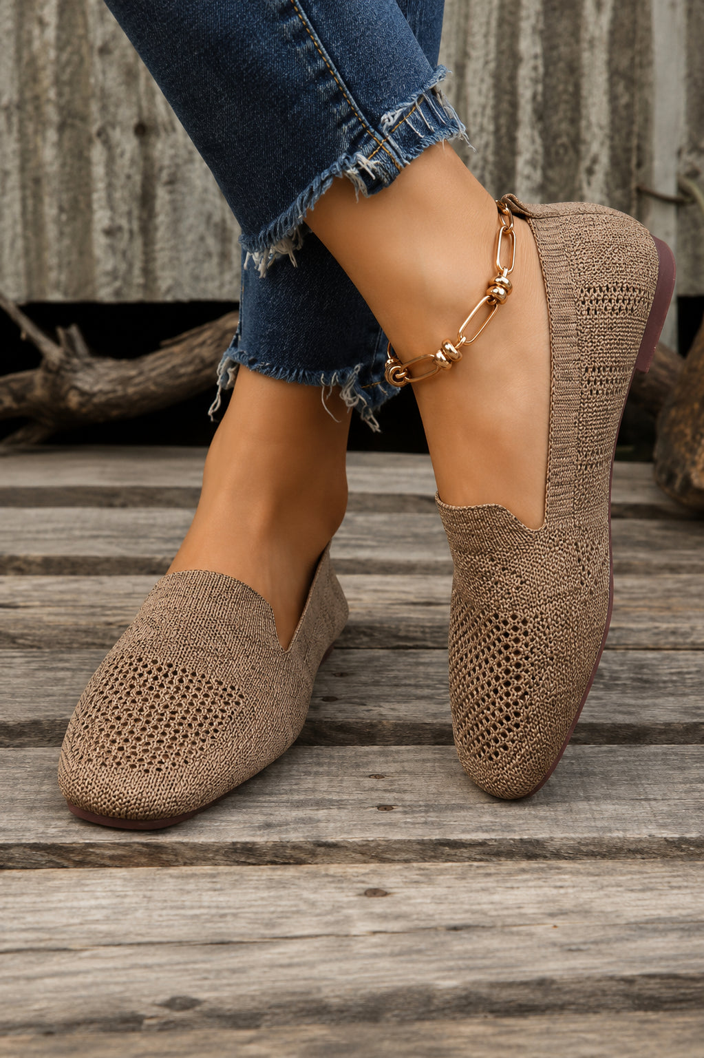 Mocassins tressés femme confortables pour marche et sorties