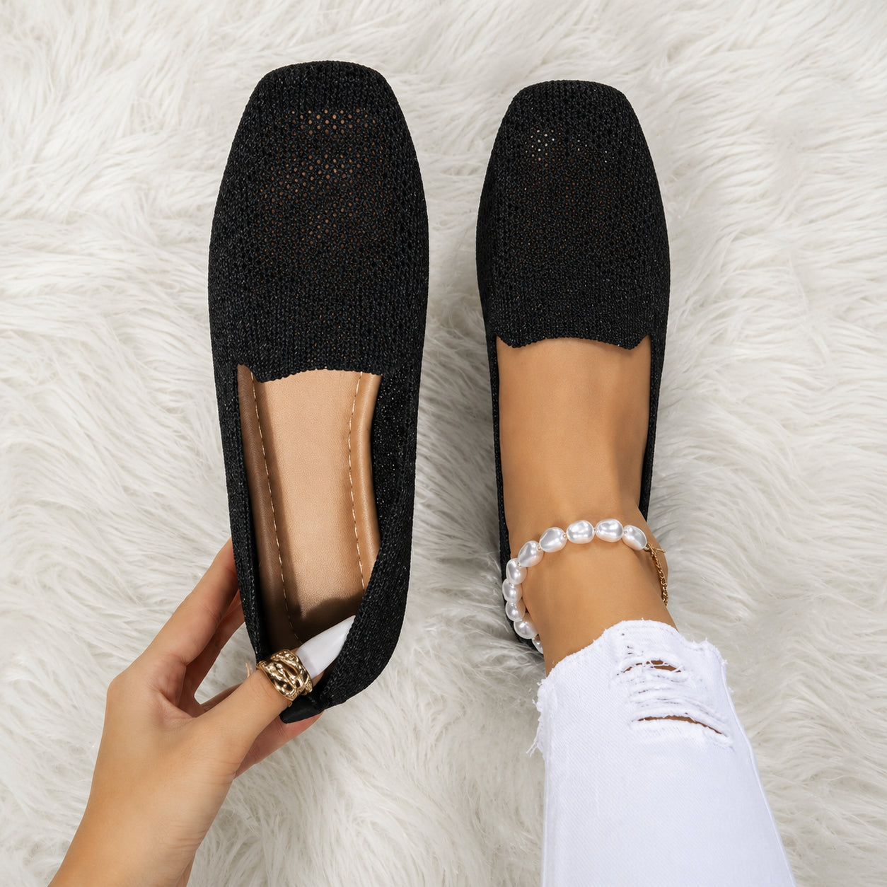 Mocassins tressés femme confortables avec semelle souple