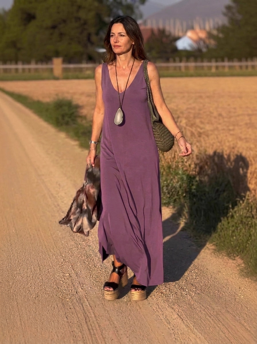 Robe Longue Fluide à Bretelles