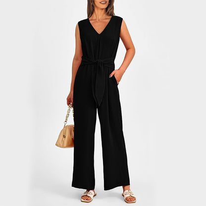 Combinaison pantalon femme col V confortable