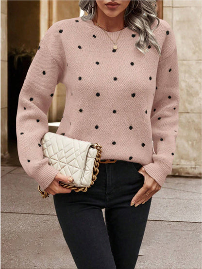 Pull Femme À Pois Jacquard Élégant