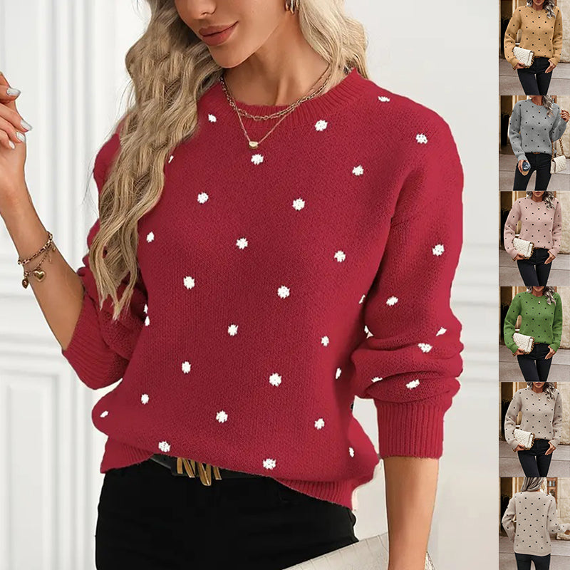Pull Femme À Pois Jacquard Élégant