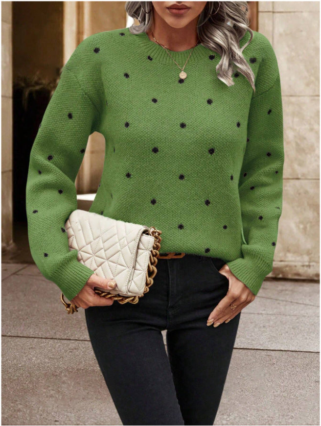 Pull Femme À Pois Jacquard Élégant