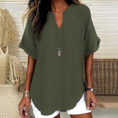 Top Femme Fluide Col V Élégant