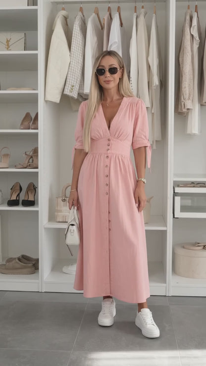 Robe Chemise Longue Femme Boutonnée