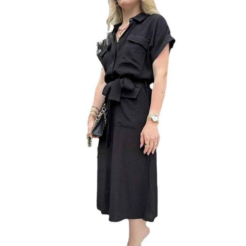 Robe Chemise Midi Ceinturée Femme